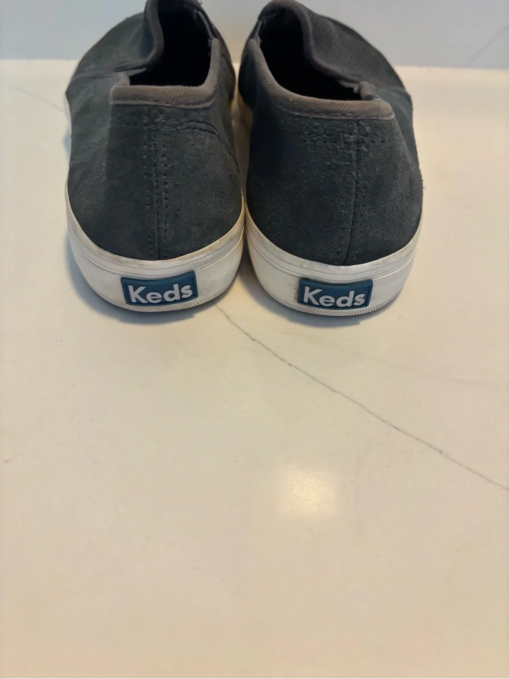 Keds Shoes Womens 6.5 Gray Double Decker Perf Slip On Sneakers Suede Low